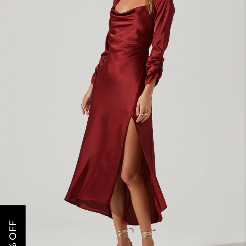 Silk long sleeve midi dress